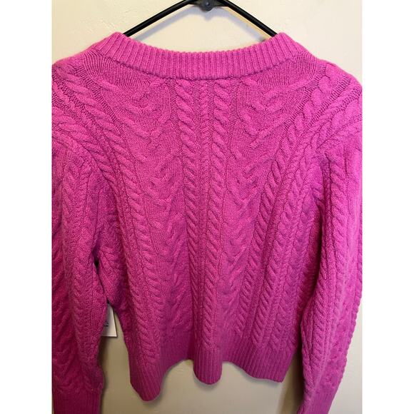 Something Navy Pink Knit Cardigan NWT Fuzzy Chunky Sweater Women’s Size XL - Picture 12 of 12